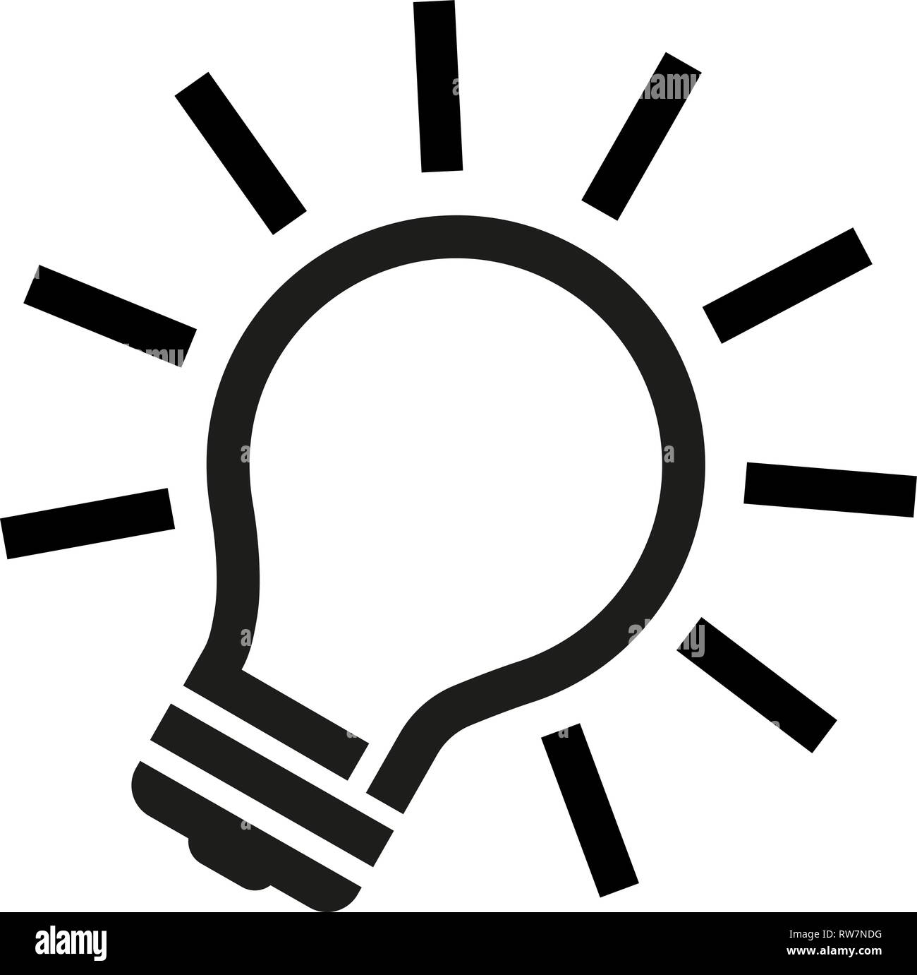 glowing light bulb black and white vector illustration Stock Vector