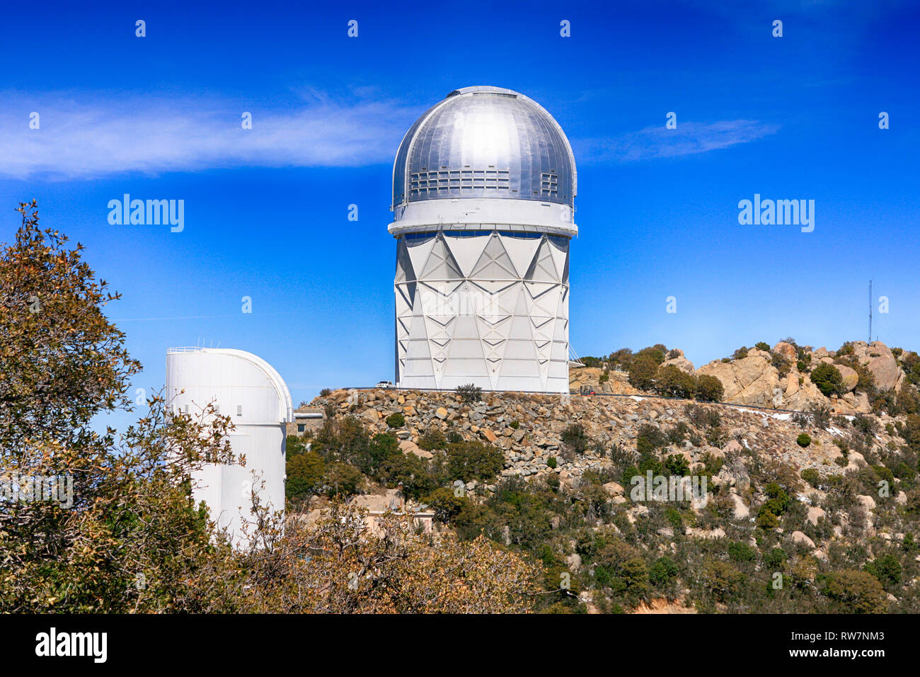 Telescope domes at the Kitt Peak National Observatory in Arizona Stock
