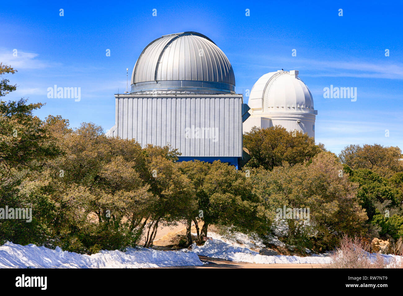 Telescope domes at the Kitt Peak National Observatory in Arizona Stock