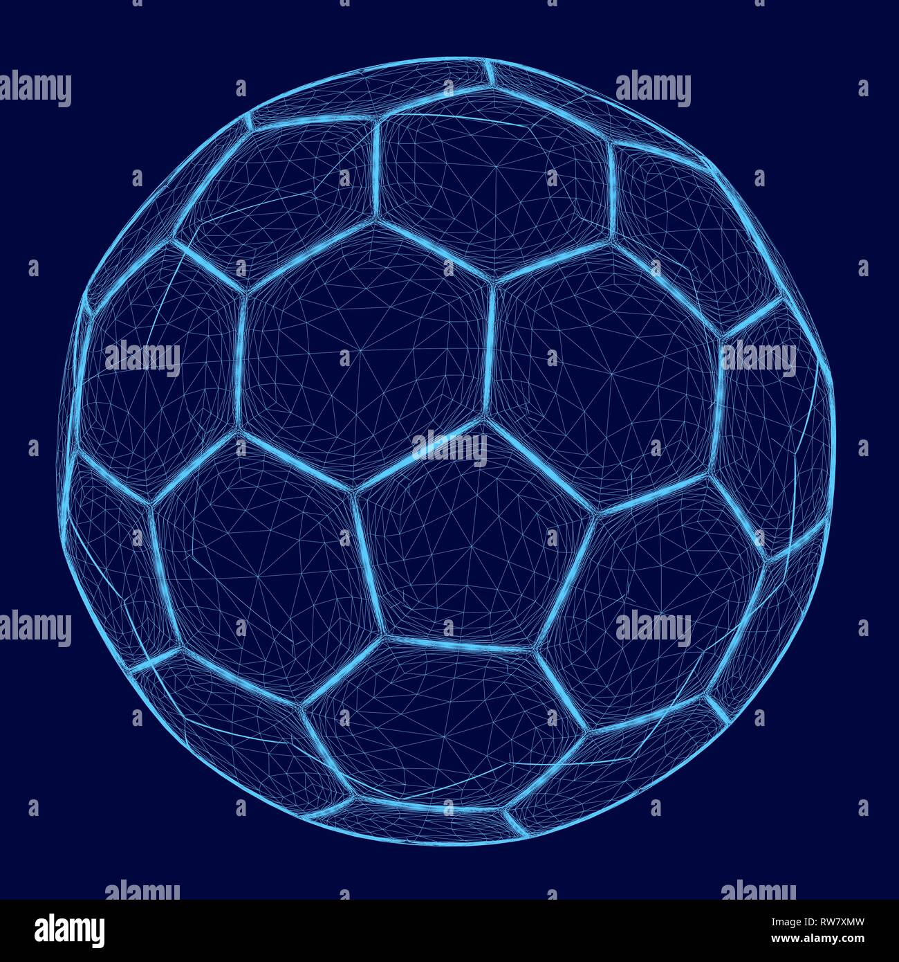Wireframe of the soccer ball of the blue lines. Polygonal soccer Stock Vector Image & Art Alamy