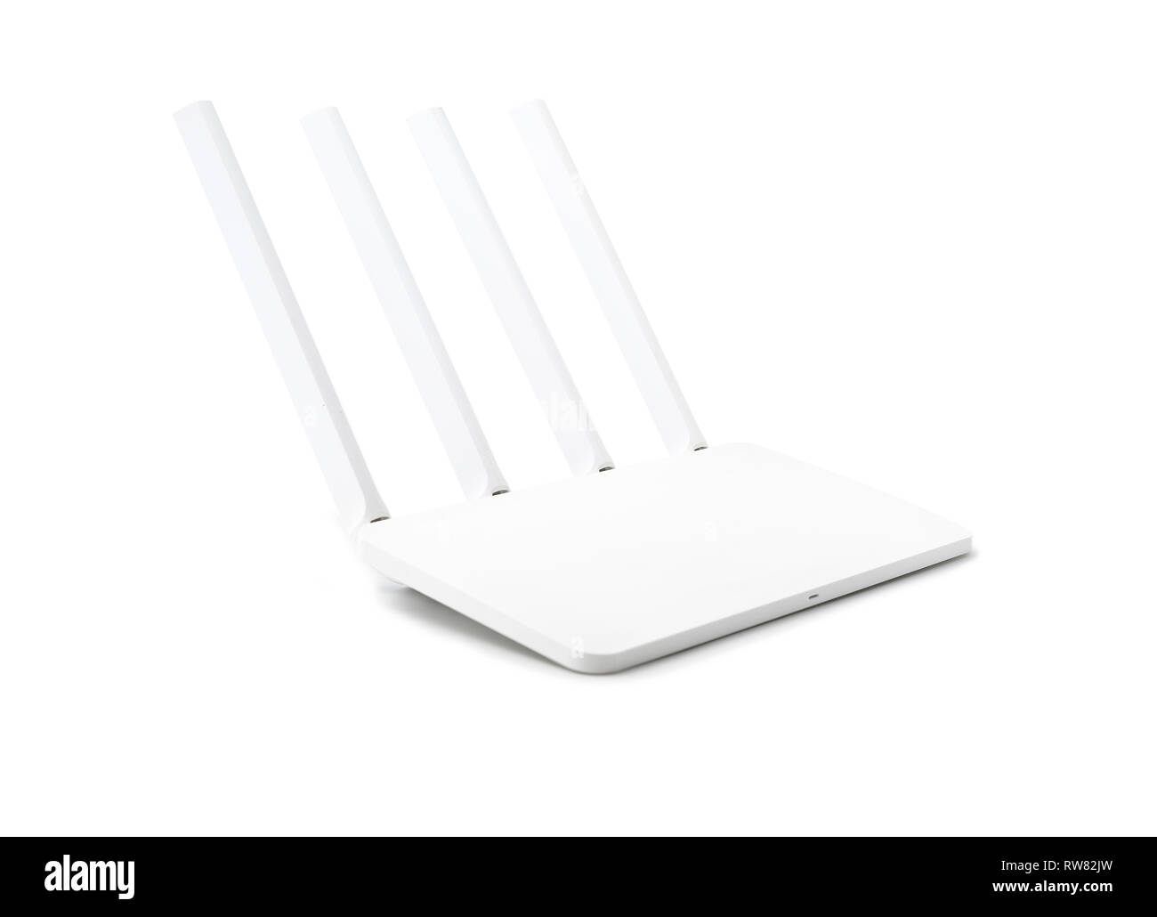 Modern wireless router isolated on white background with