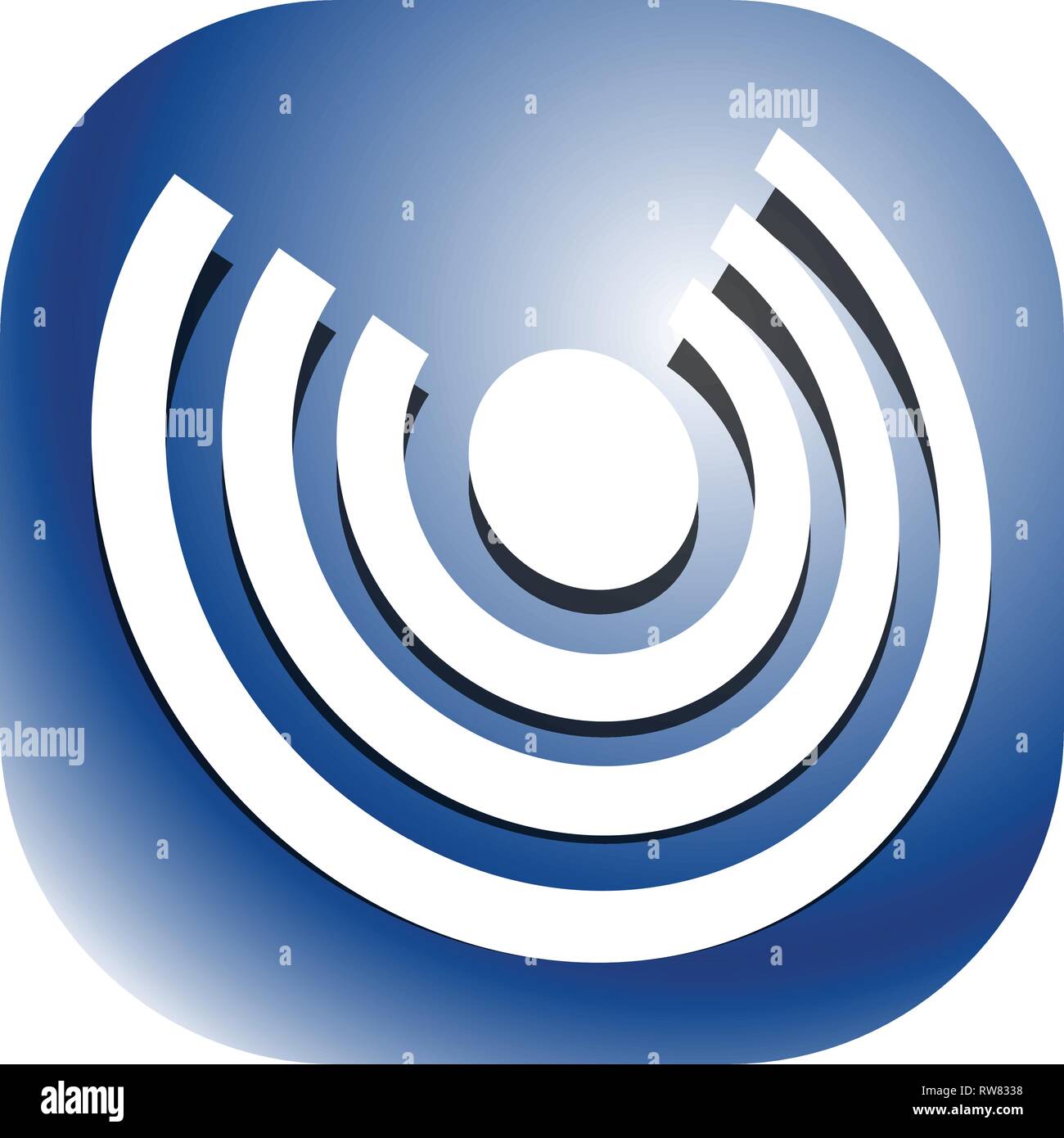 Icon with concentric circles for emitting, rays, signal themes Stock ...