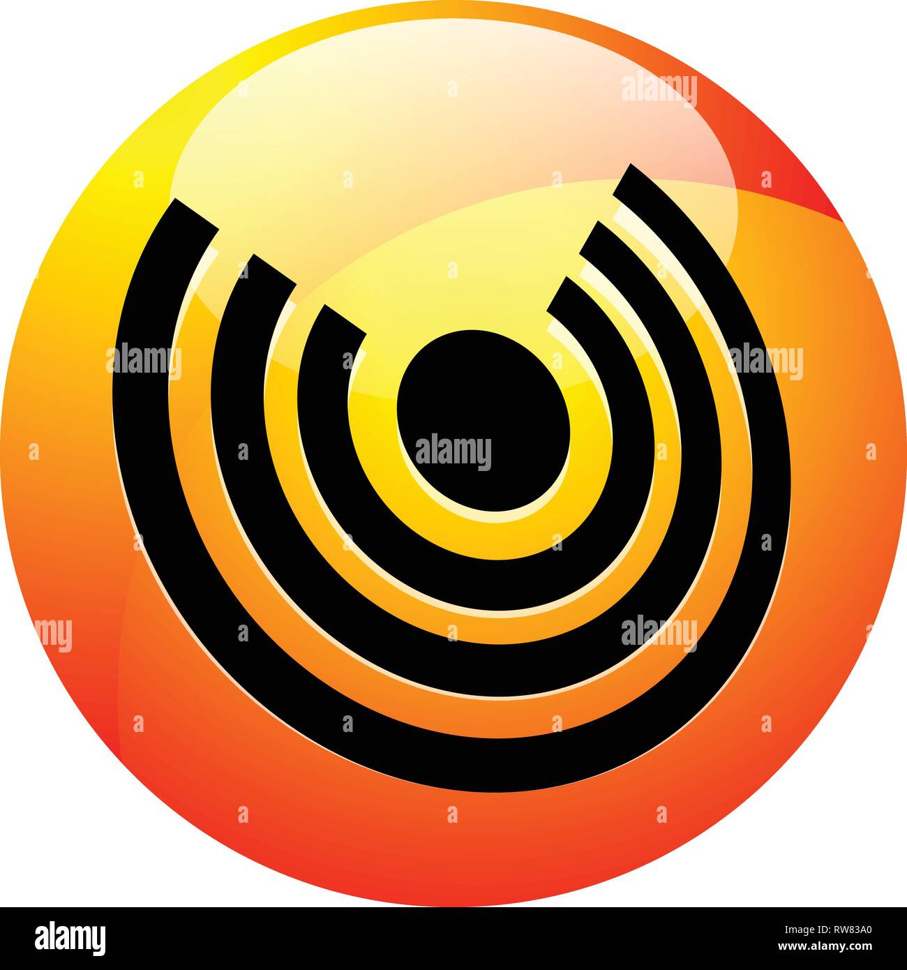 Icon with concentric circles for emitting, rays, signal themes Stock ...