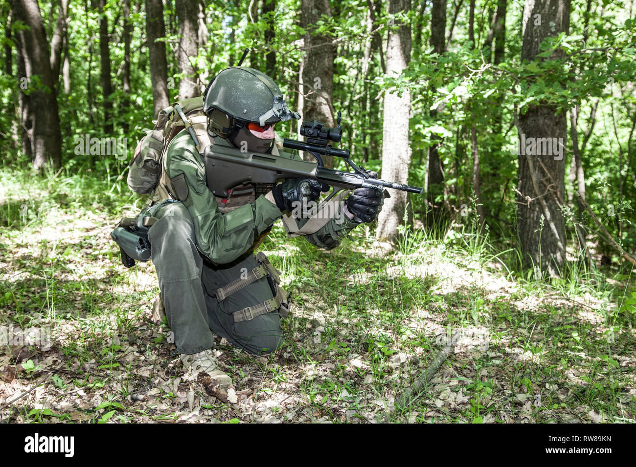 Jagdkommando soldier of the Austrian special forces equipped with rifle. Stock Photo
