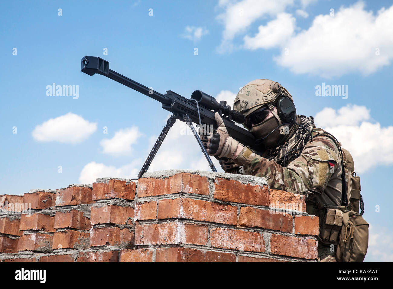 Camouflaged Sniper in the Forest Stock Image - Image of rifle, sights:  148201387