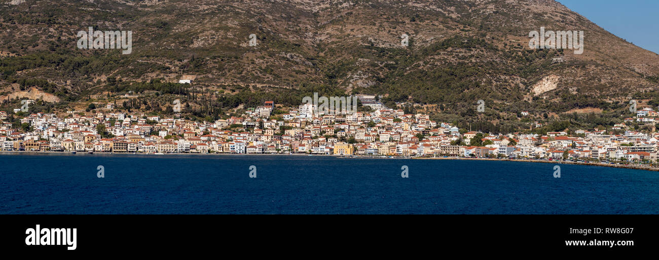 panorama of Vathy, capital of Samos Stock Photo