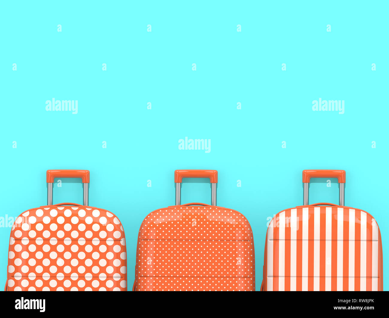 3d render of three suitcases over blue background with place for text ...