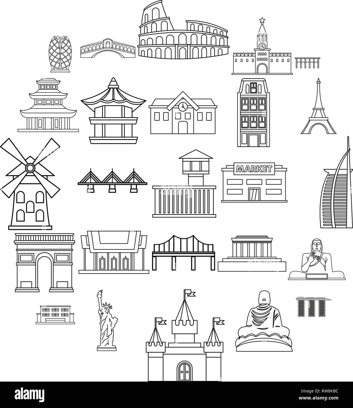 Construction icons set, outline style Stock Vector Image & Art - Alamy