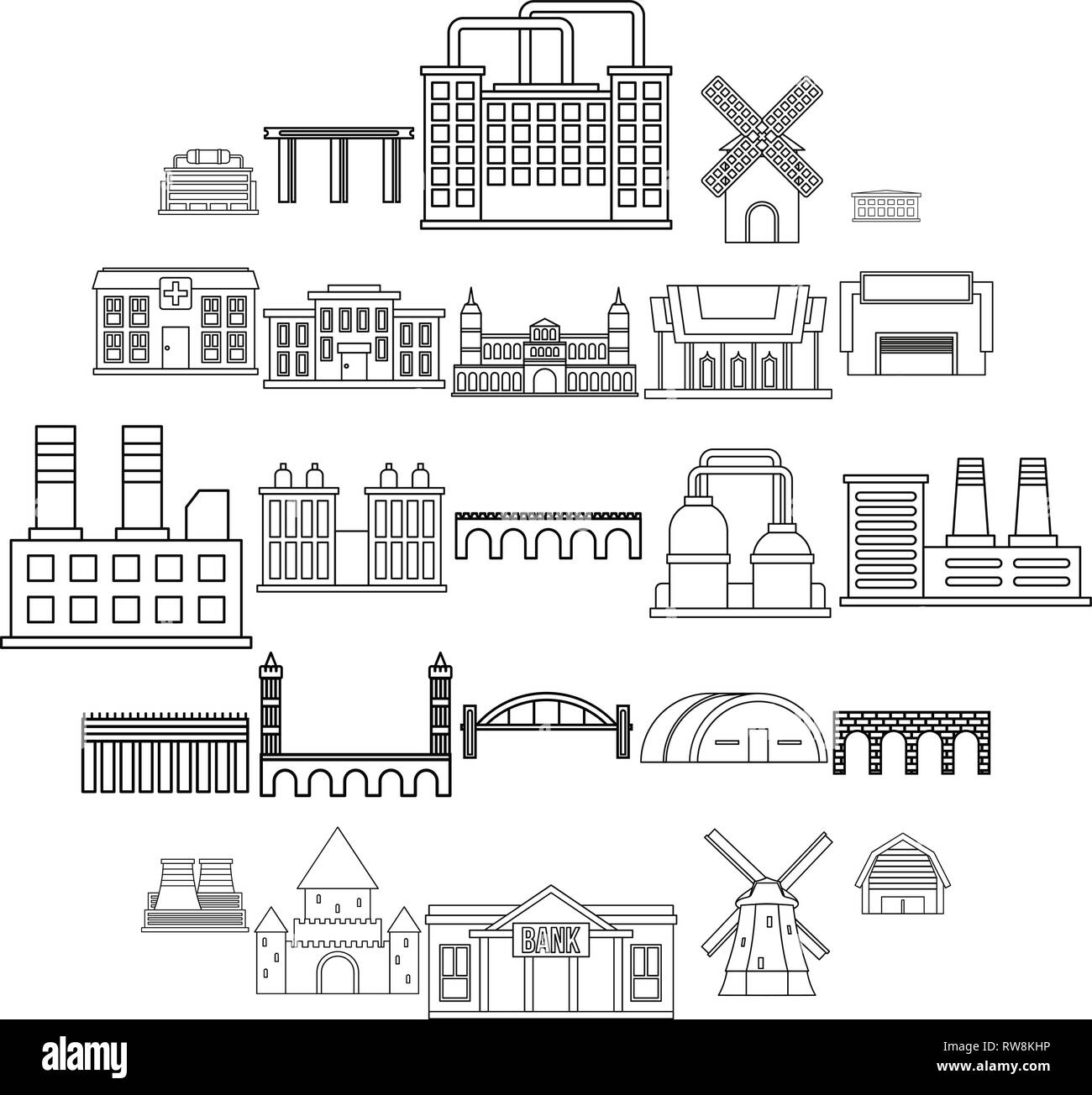 Structure icons set, outline style Stock Vector Image & Art - Alamy