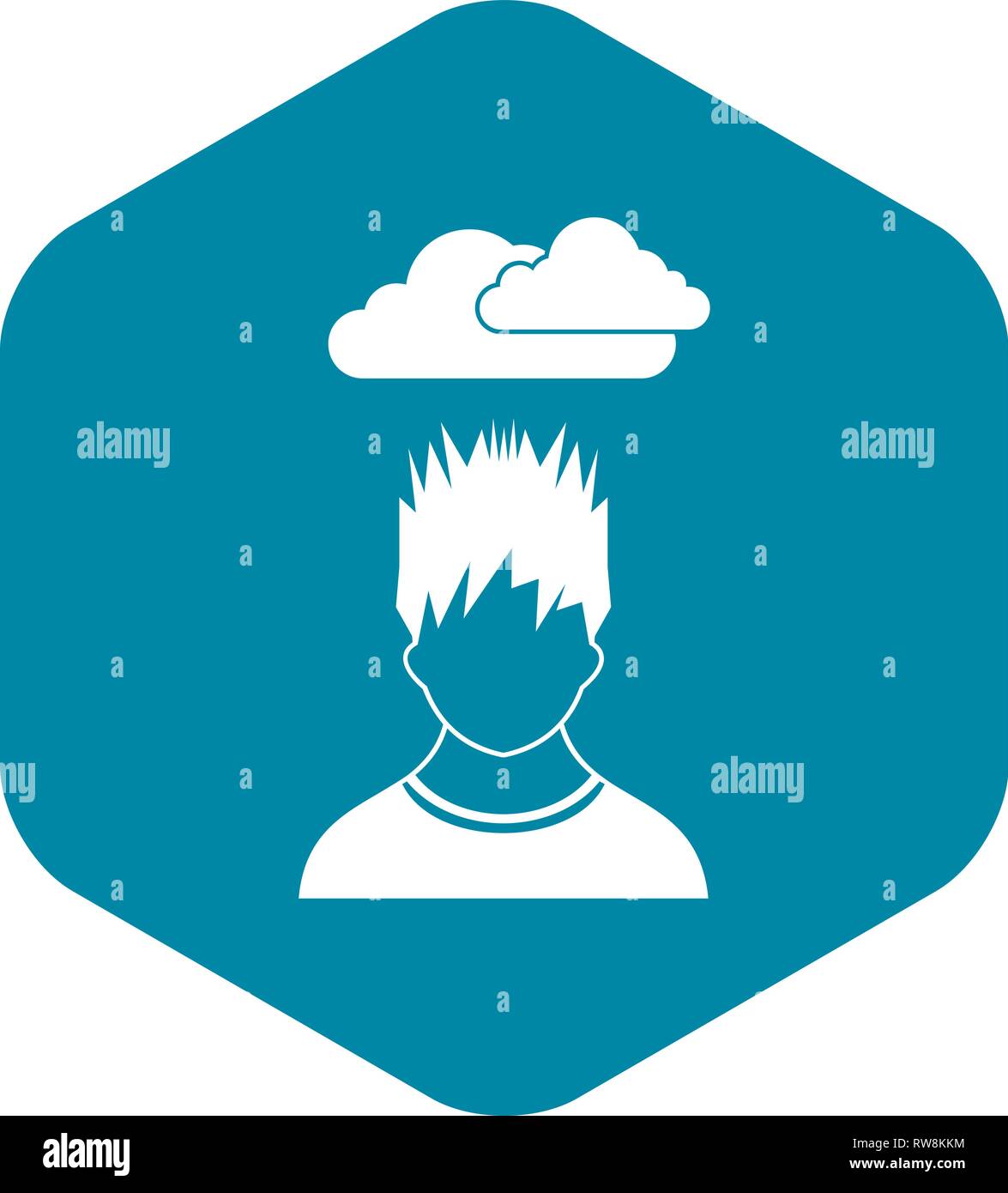Depressed man with dark cloud over his head icon Stock Vector Image ...