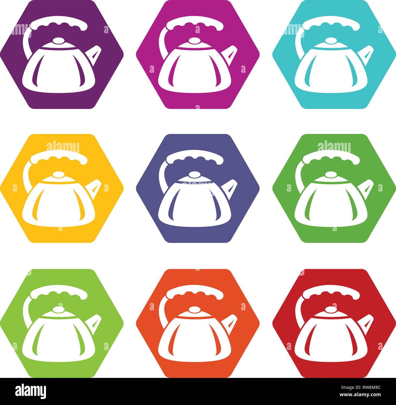 Metal teapot icons set 9 vector Stock Vector Image & Art - Alamy