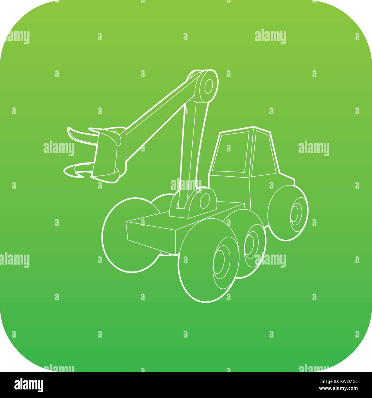 Hydraulic crane icon green vector Stock Vector