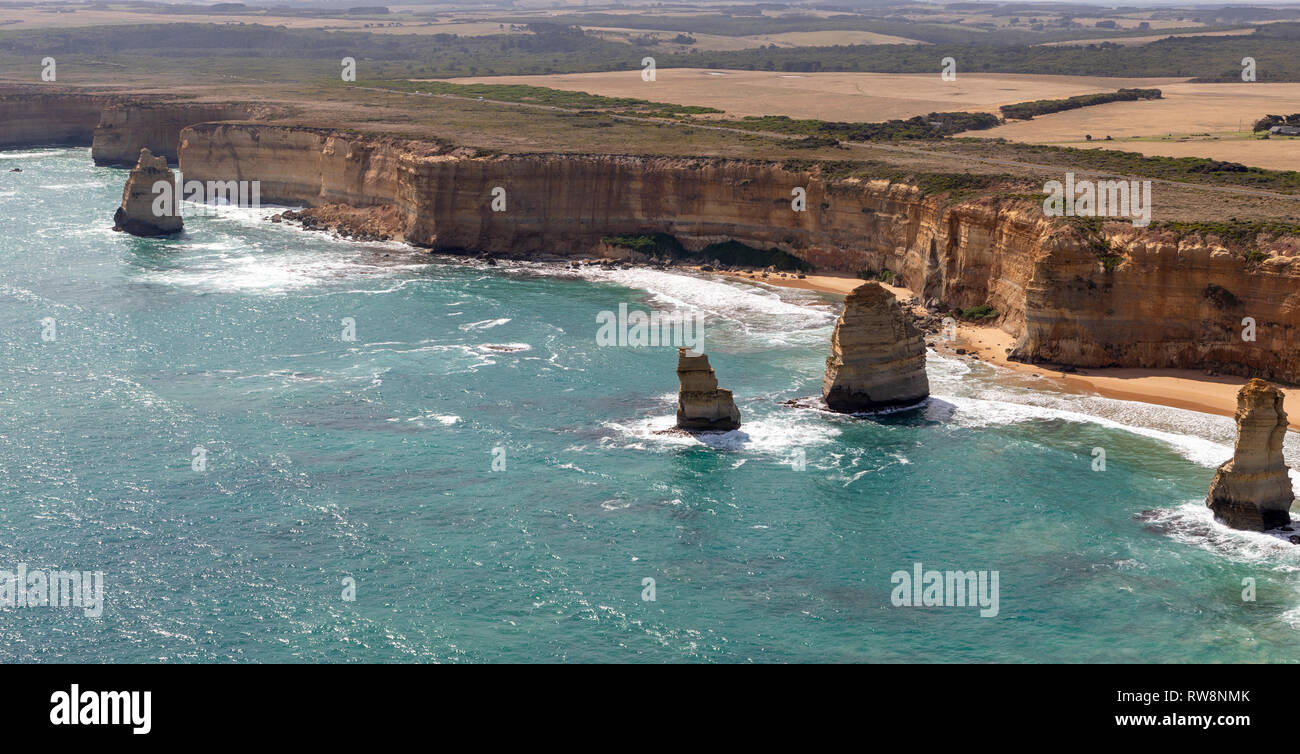 Twelve Apostles, Great Ocean Road, Victoria, Australia aerial view Stock Photo