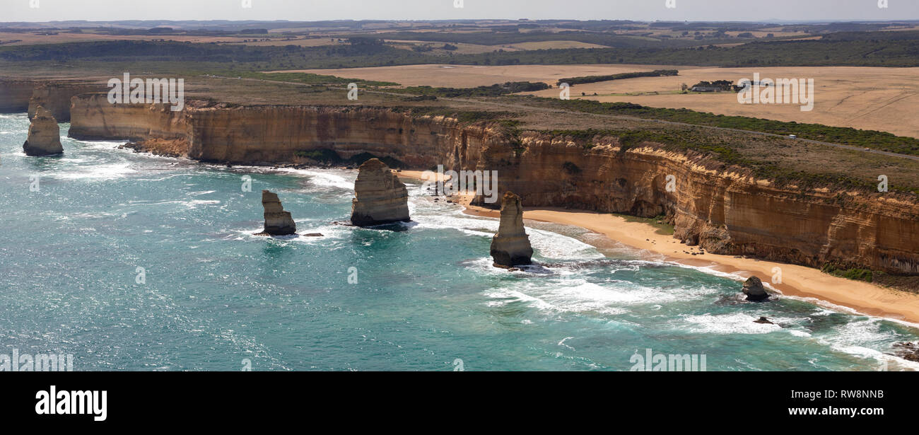 Twelve Apostles, Great Ocean Road, Victoria, Australia aerial view Stock Photo