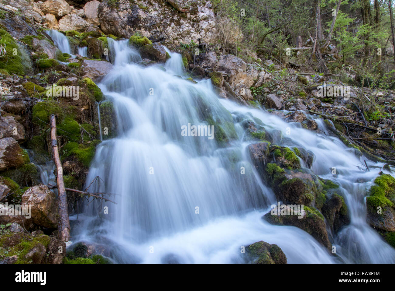 small waterfall in Soteska Bohinj Stock Photo