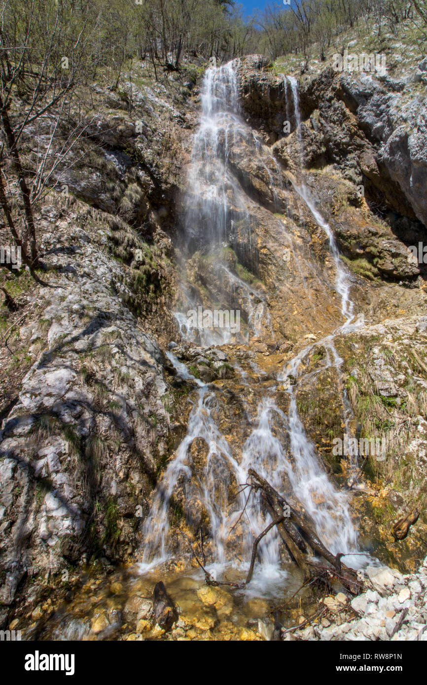 Waterfall in Soteska Bohinj Stock Photo