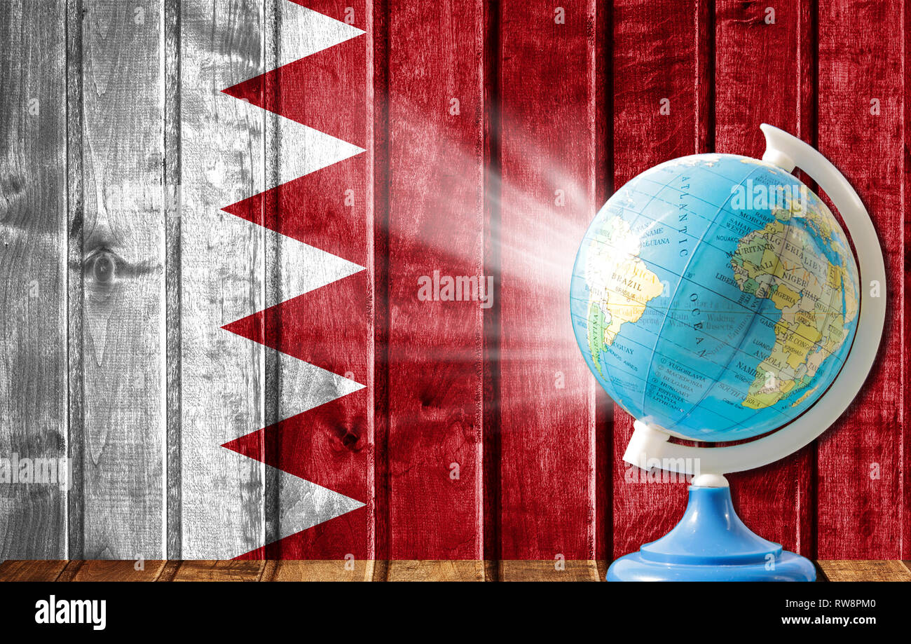 Flag bahrain on world map hi-res stock photography and images - Alamy