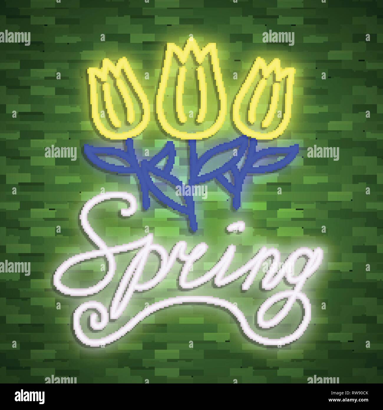 Neon banner spring. Stock vector. Poster for spring party Stock Vector ...