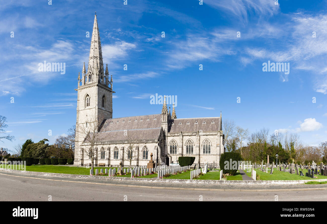 Saint Margarets church built in 1860 also known as the marble church and is a prominent landmark in Bodelwyddan North Wales. Stock Photo