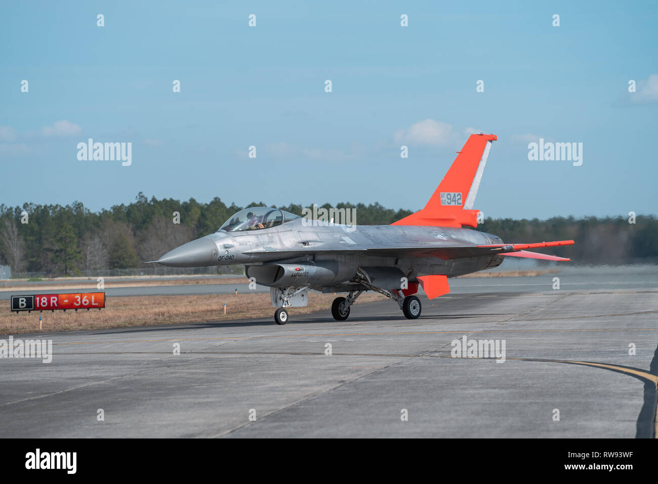 QF-16 Taxing back to Boeing Ramp Stock Photo