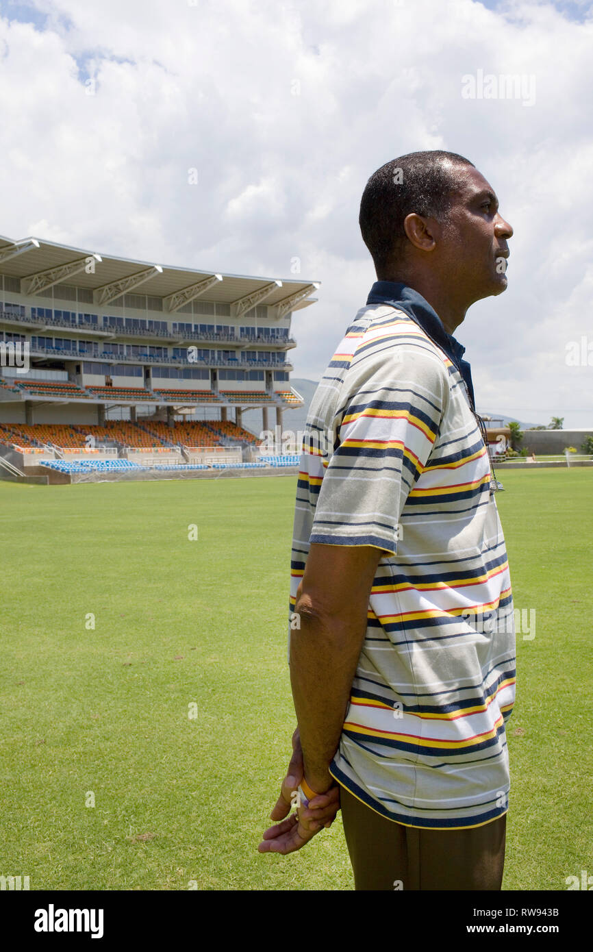 Former West Indies fast bowler Michael Holding at the Kingston Cricket Club. Stock Photo