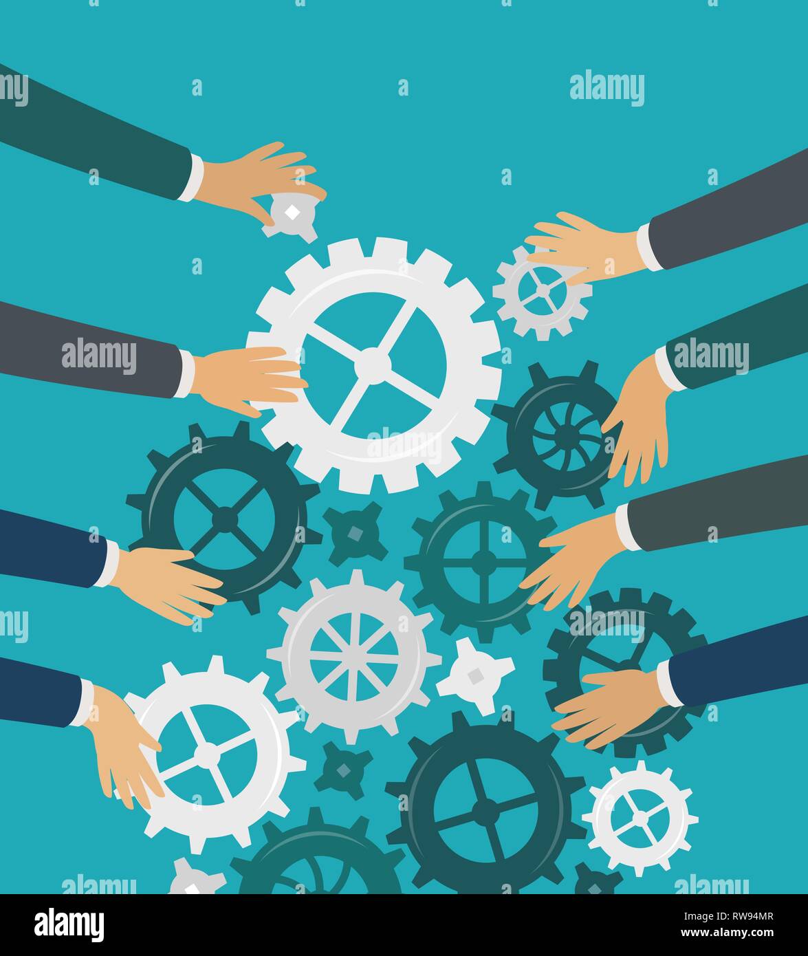 Teamwork. Idea, brainstorm, business concept. Cooperation vector illustration Stock Vector
