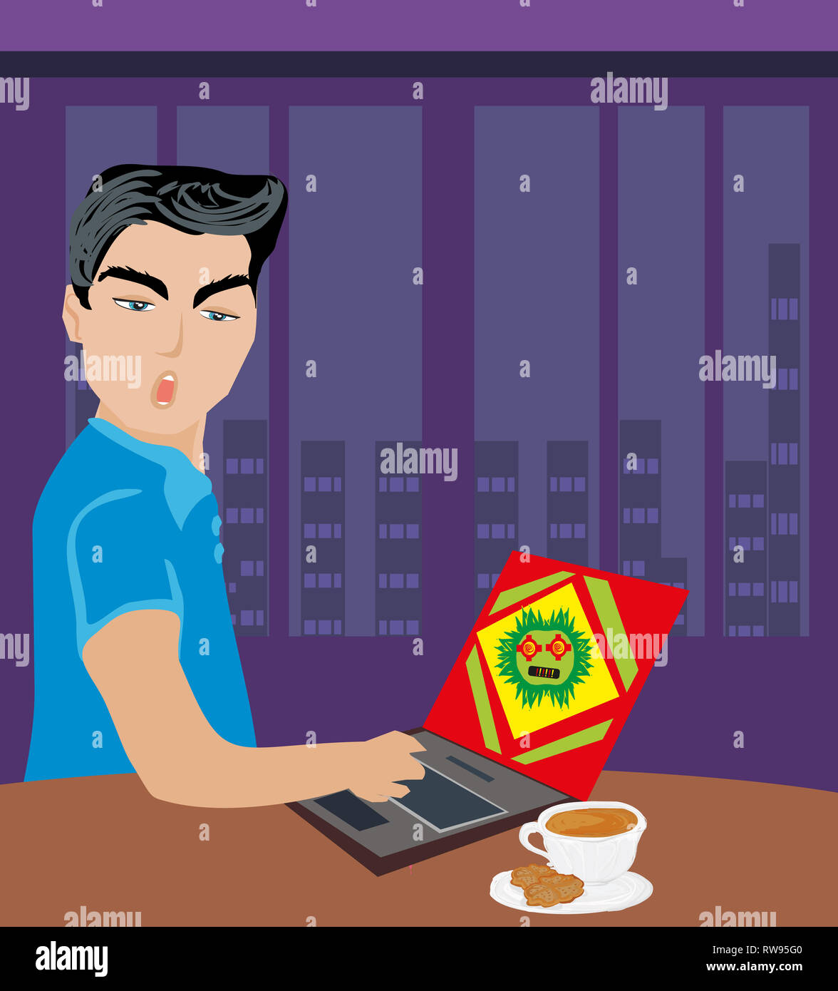Computer virus attacking laptop Stock Photo