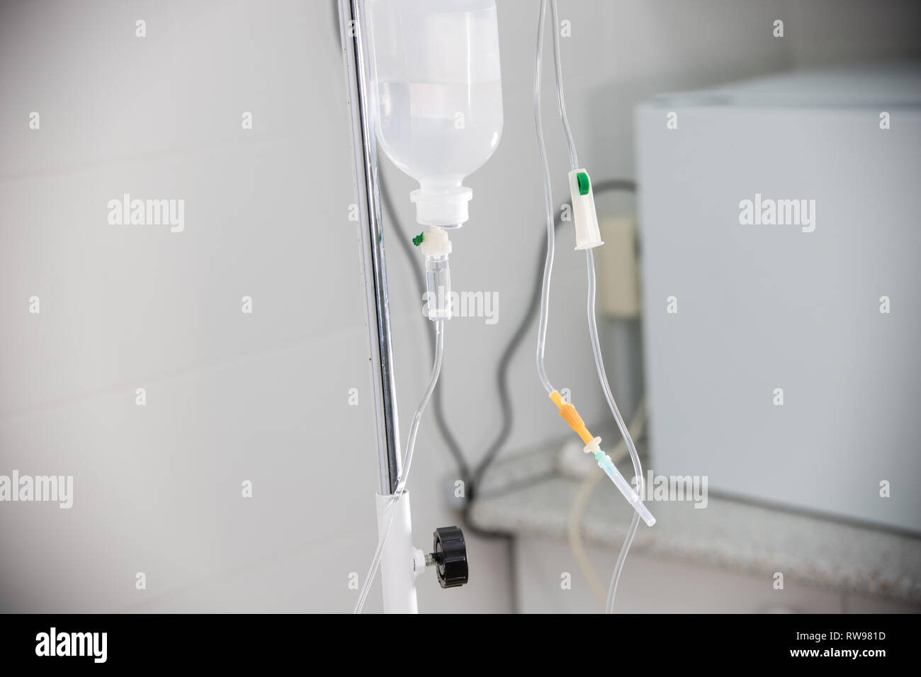 Drop counter. Dropper in the hospital. White background Stock Photo