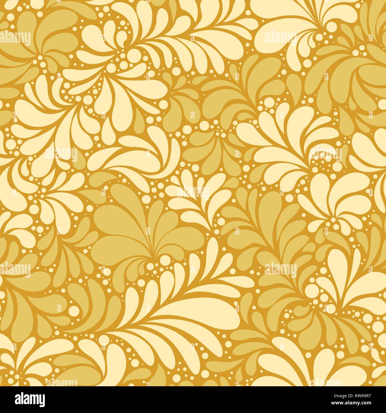 Paisley Or Damask Golden Floral Seamless Pattern Vector Ornament
