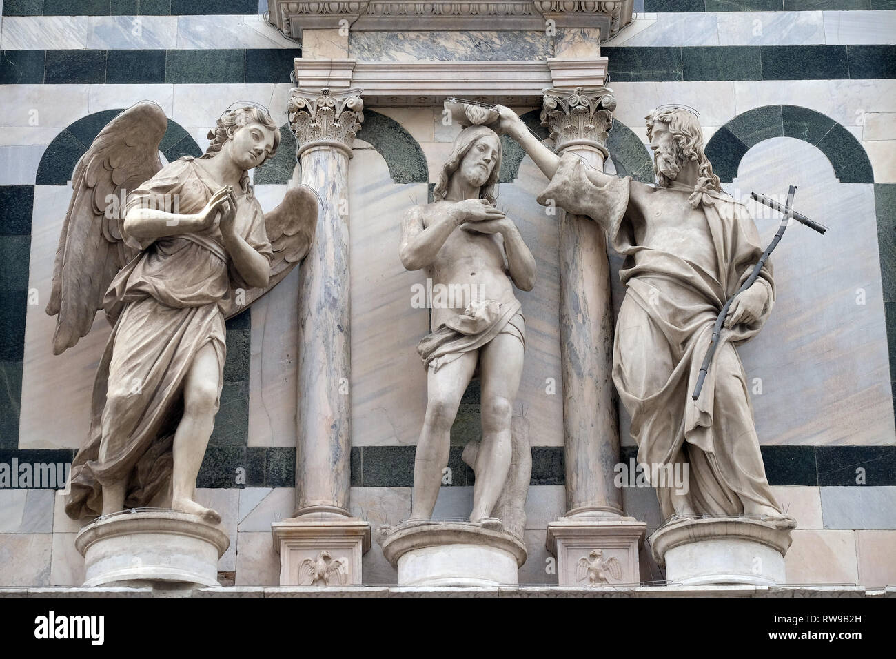 The Baptism of Jesus Christ, Florence cathedral, Baptistry of Saint John, Florence, Italy Stock Photo