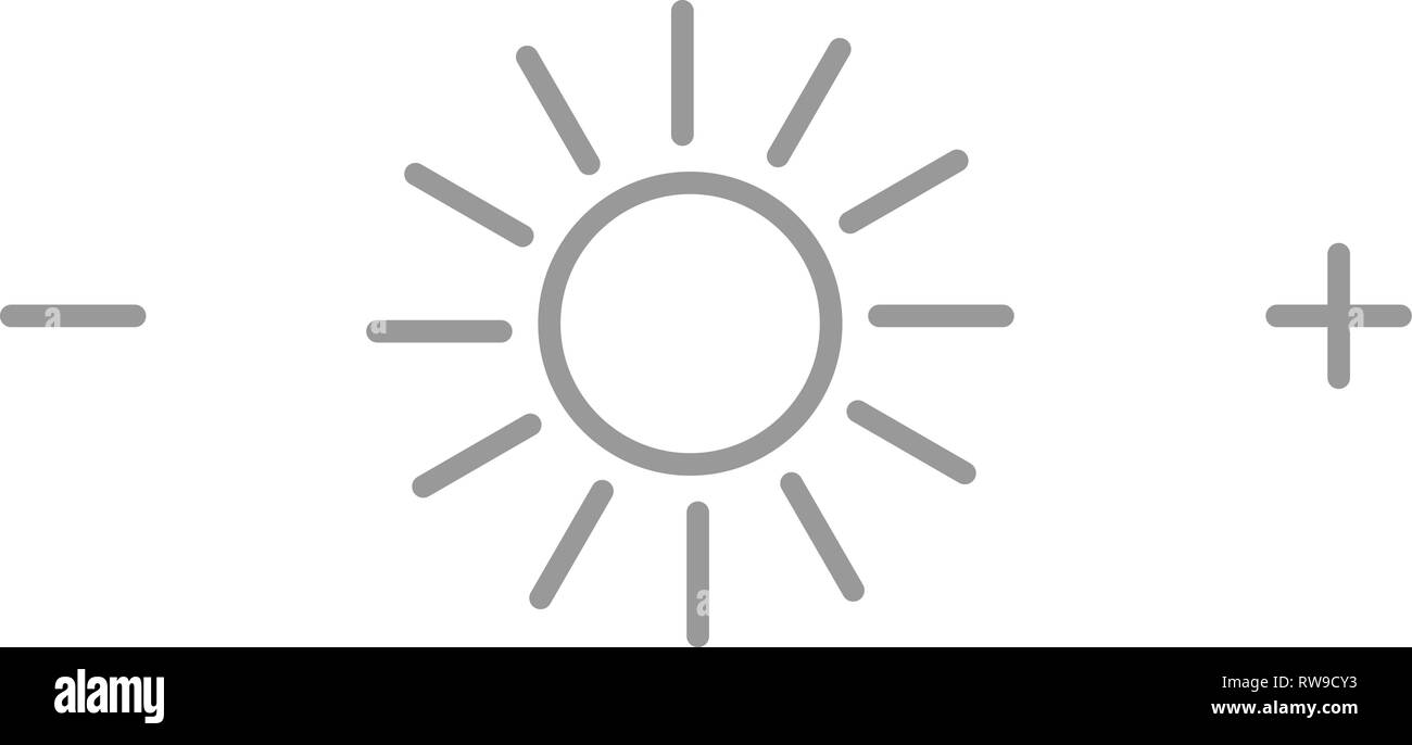 Brightness icon or symbol. Sun with plus and minus icons. Vector ...