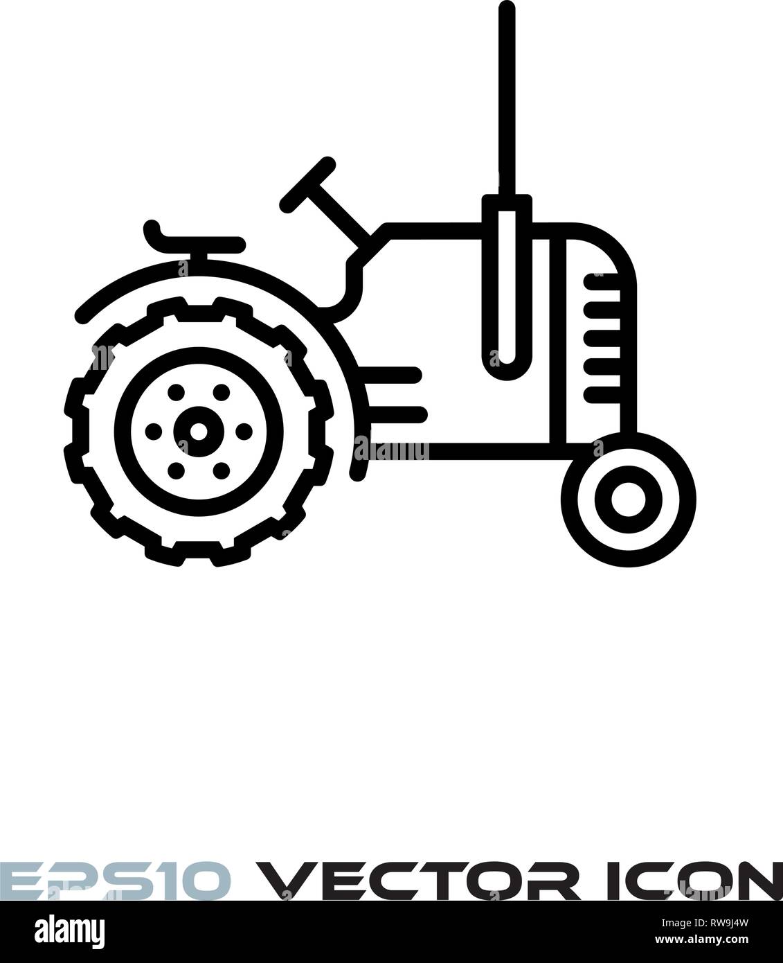 Vintage tractor flat line icon vector illustration Stock Vector Image ...