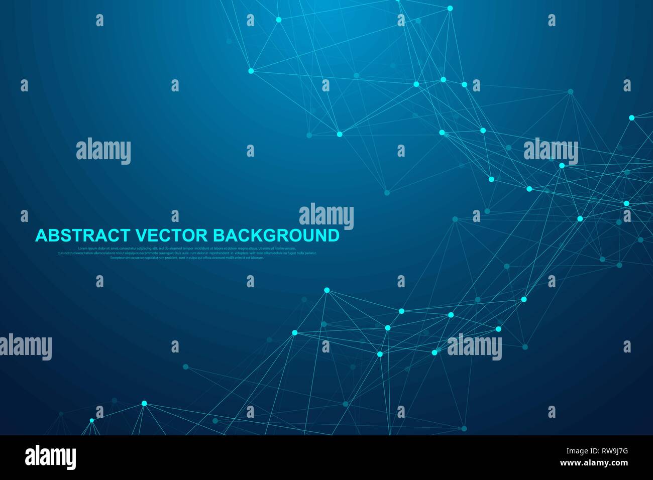 Abstract plexus background with connected lines and dots. Wave flow. Plexus geometric effect Big data with compounds. Lines plexus, minimal array Stock Vector