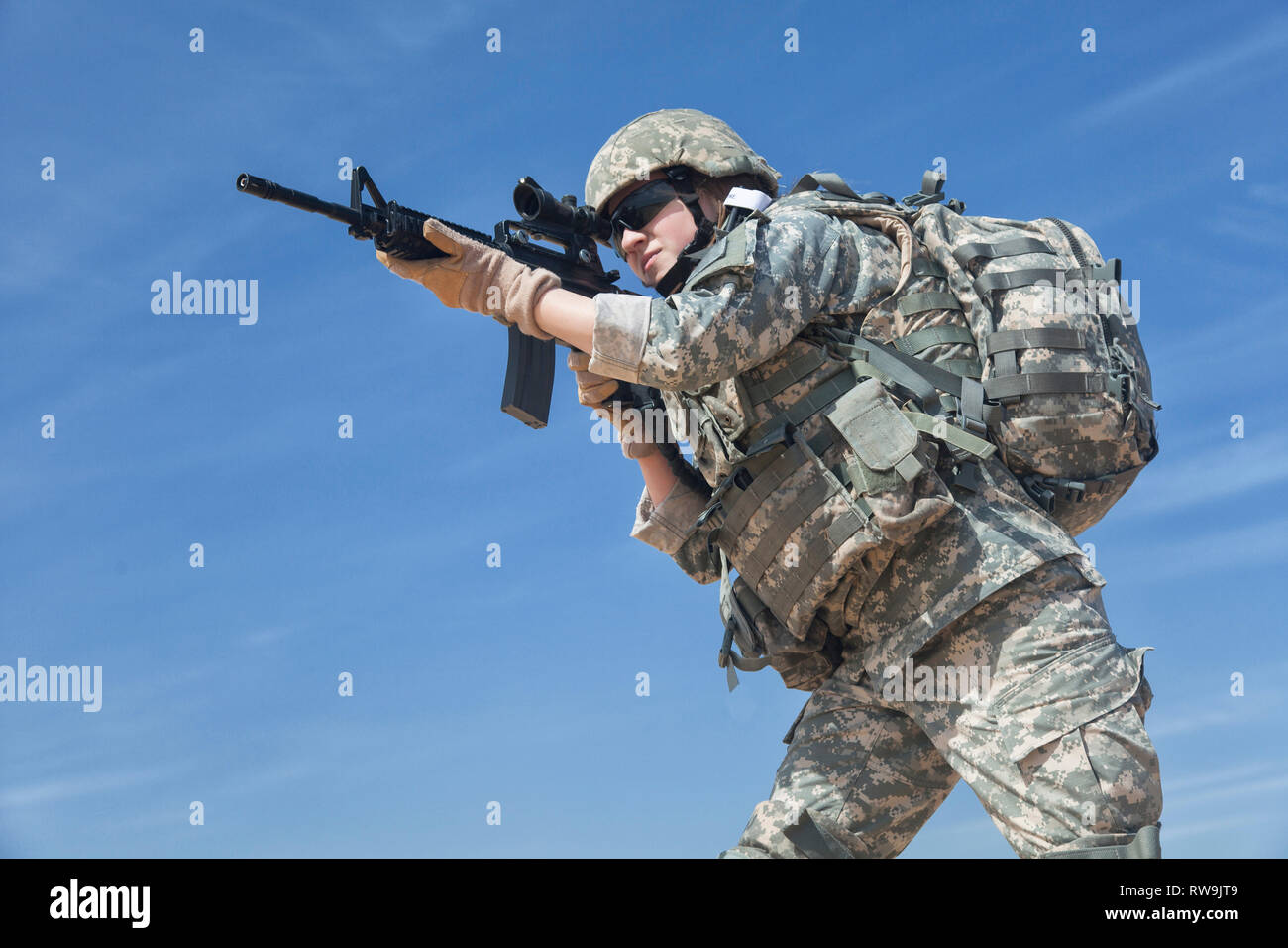 Portrait of United States airborne infantry female. Stock Photo