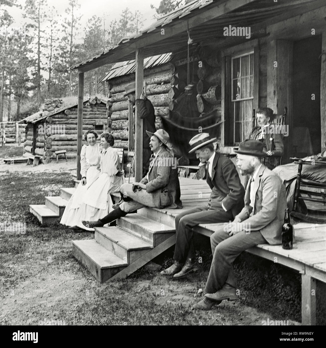 Burton Holmes With Others On Porch Of The Grand View Tourists