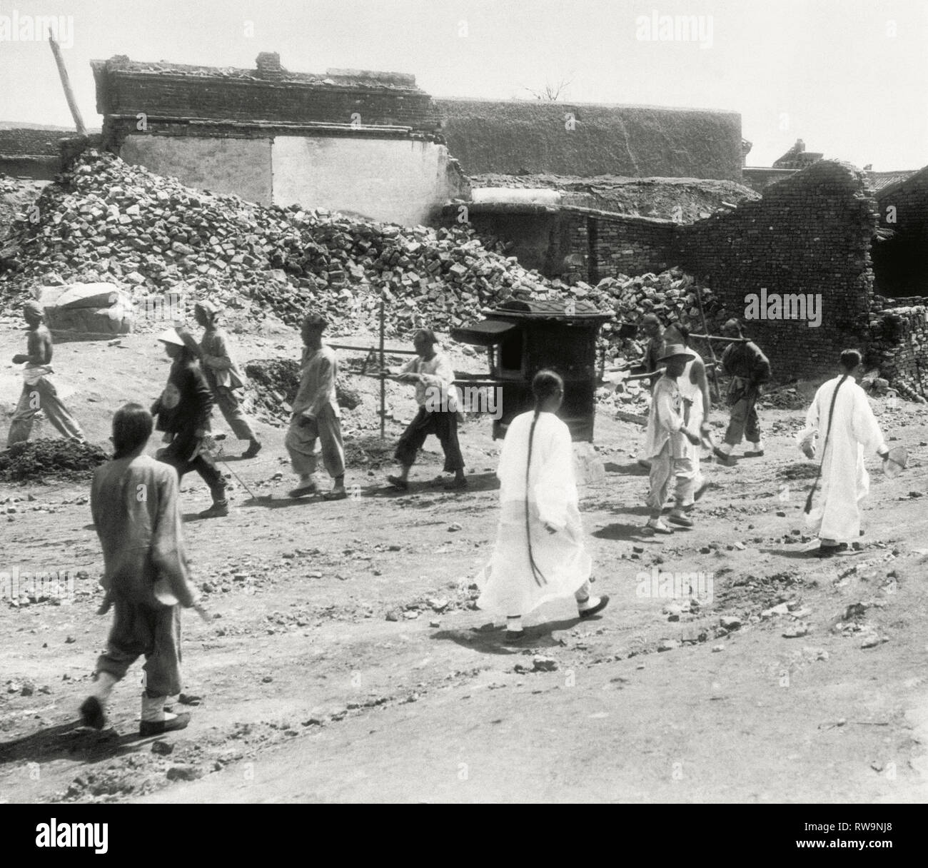Destroyed Street, Boxer Rebellion, Peking, China, 1901 Stock Photo