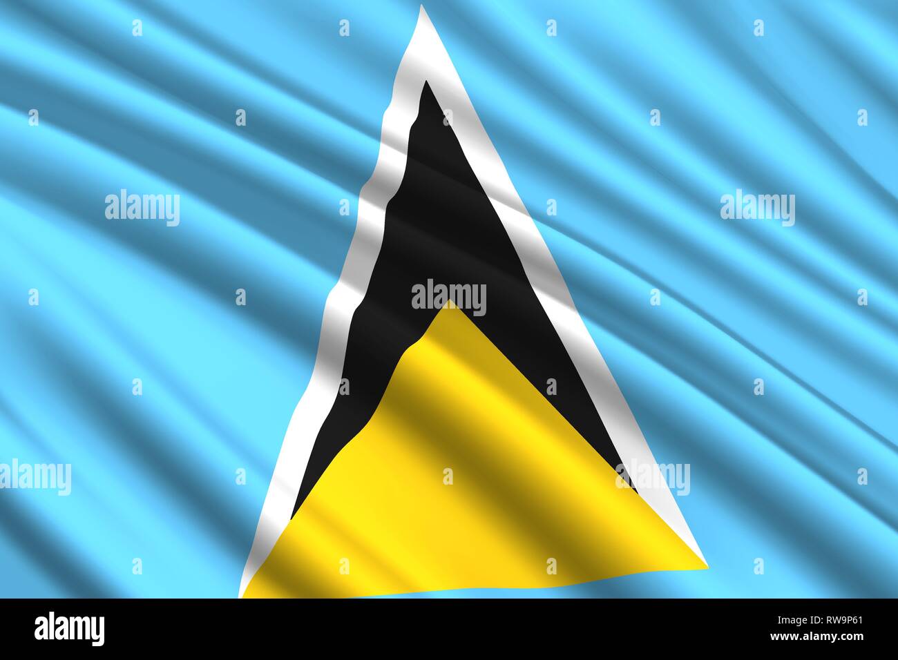waving flag of Saint Lucia. Vector illustration Stock Vector