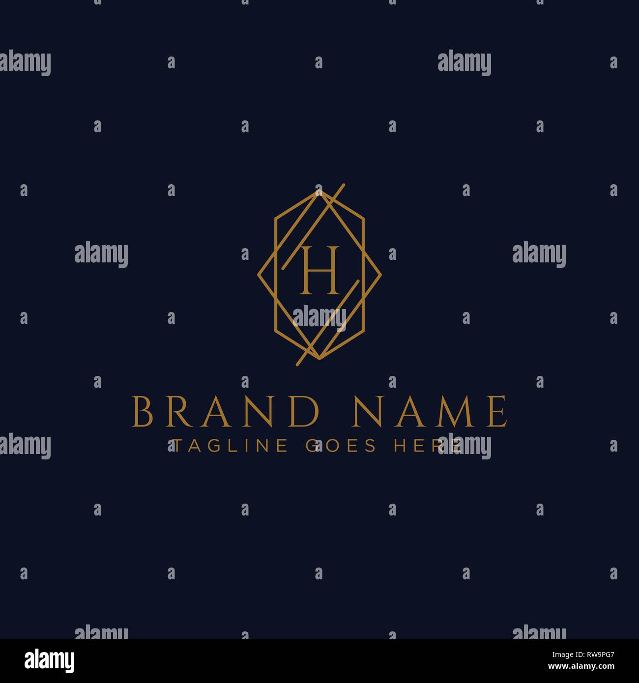 Luxury vector logotype. Premium letter h logo with golden design ...