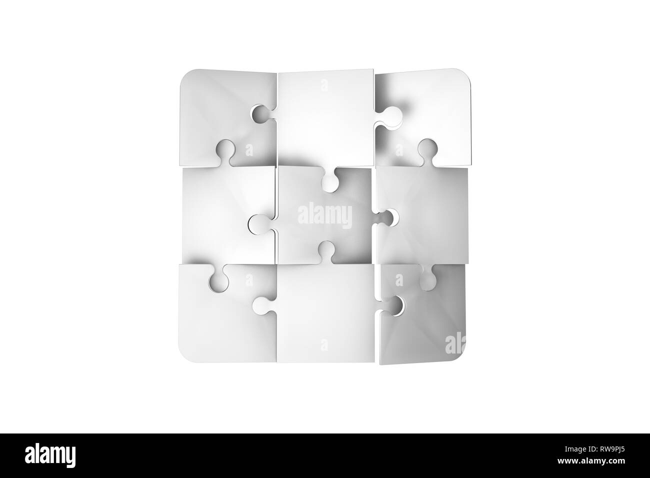 3d illustration and rendering of jigsaw puzzle pieces, isolated on ...