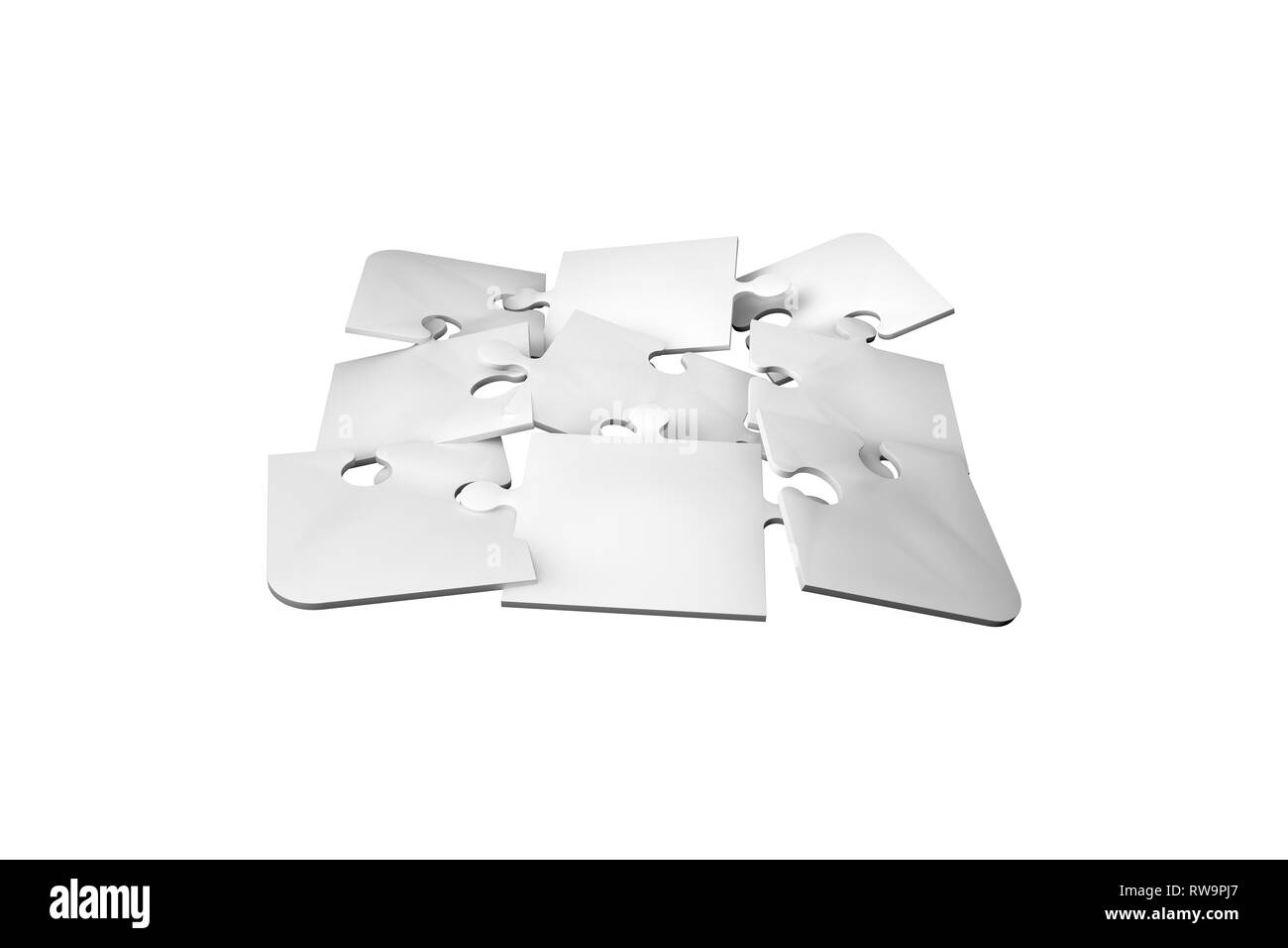 3d illustration and rendering of jigsaw puzzle pieces, isolated on ...