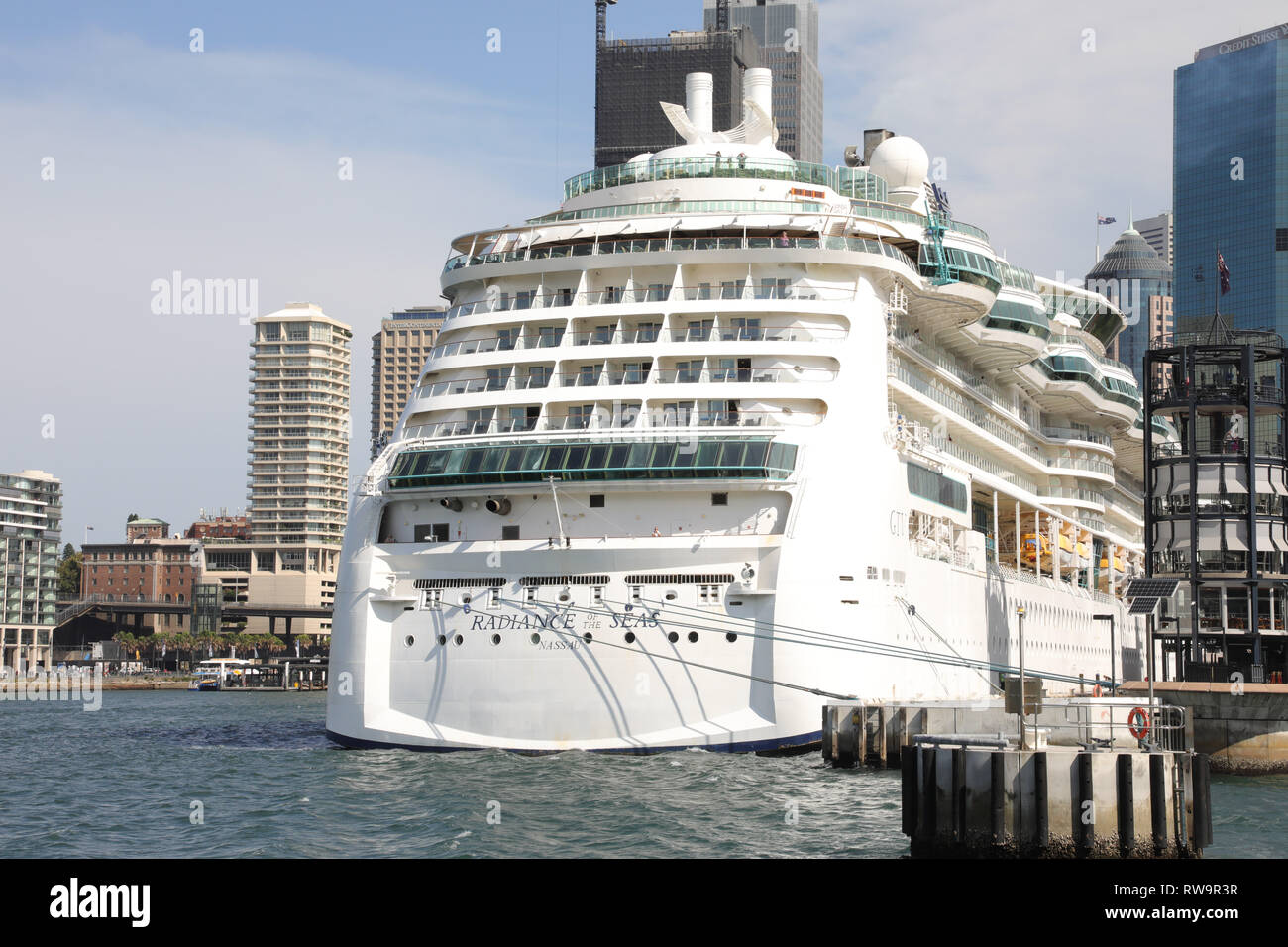 Radiance of the Seas cruise ship moored at the Overseas Passenger Terminal, Circular Quay, The Rocks, Sydney, Australia. Stock Photo