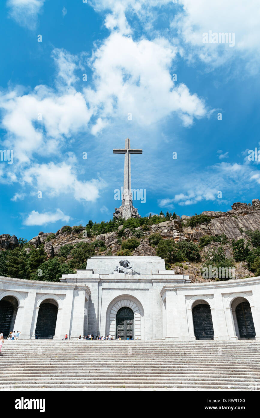 San Lorenzo de El Escorial, Spain - July 7, 2018: Valle de los Caidos or Valley of the Fallen. It was conceived by Francisco Franco to honour and bury Stock Photo