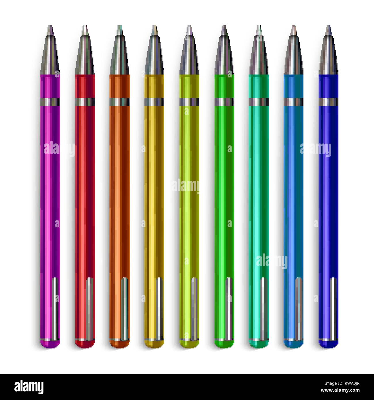 Pen Stationery Set Vector. Office Writing Metal Tools Accessory ...