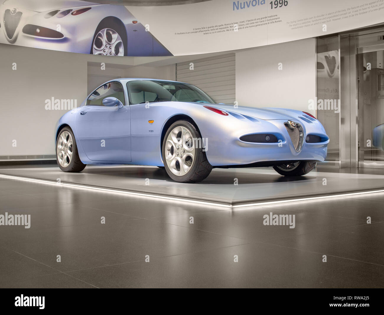 ARESE, ITALY-FEBRUARY 13, 2019: 1996 Alfa Romeo Nuvola in the Alfa Romeo Museum (Museo Storico Alfa Romeo) Stock Photo