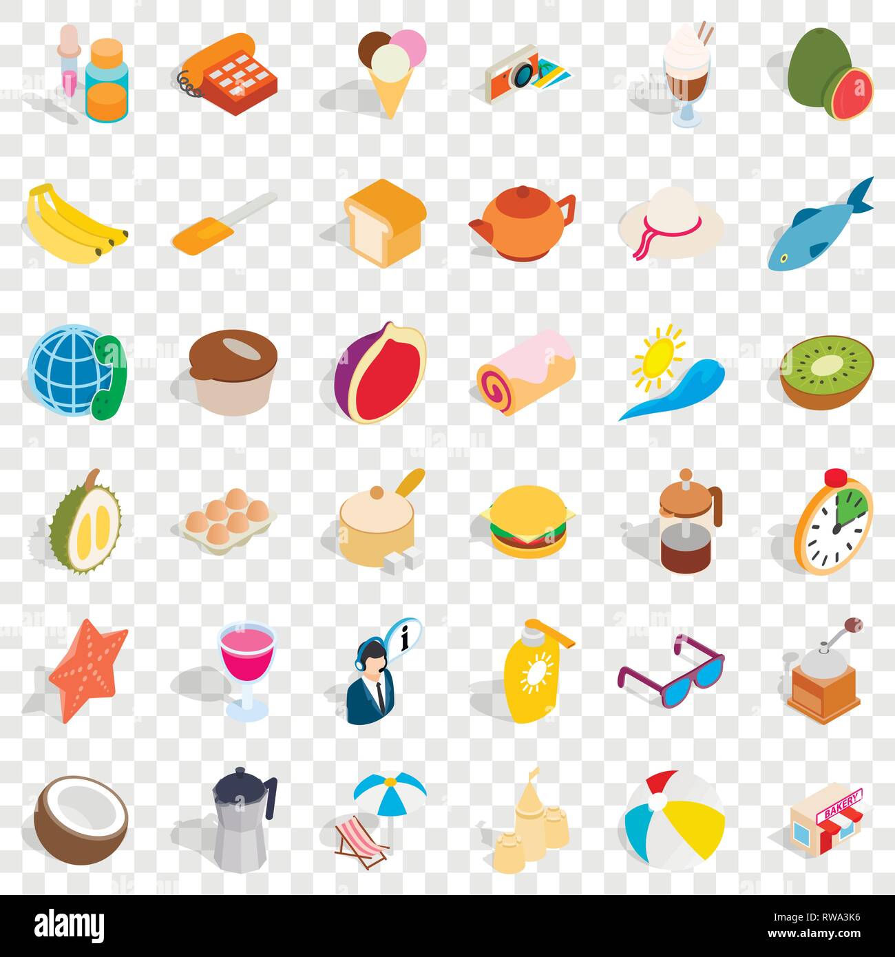 Rest icons set, isometric style Stock Vector