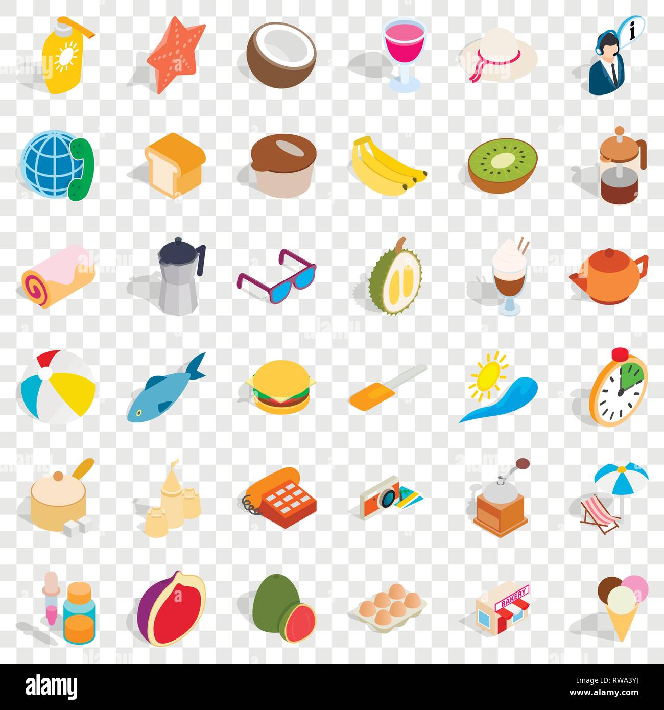 Ice cream icons set, isometric style Stock Vector