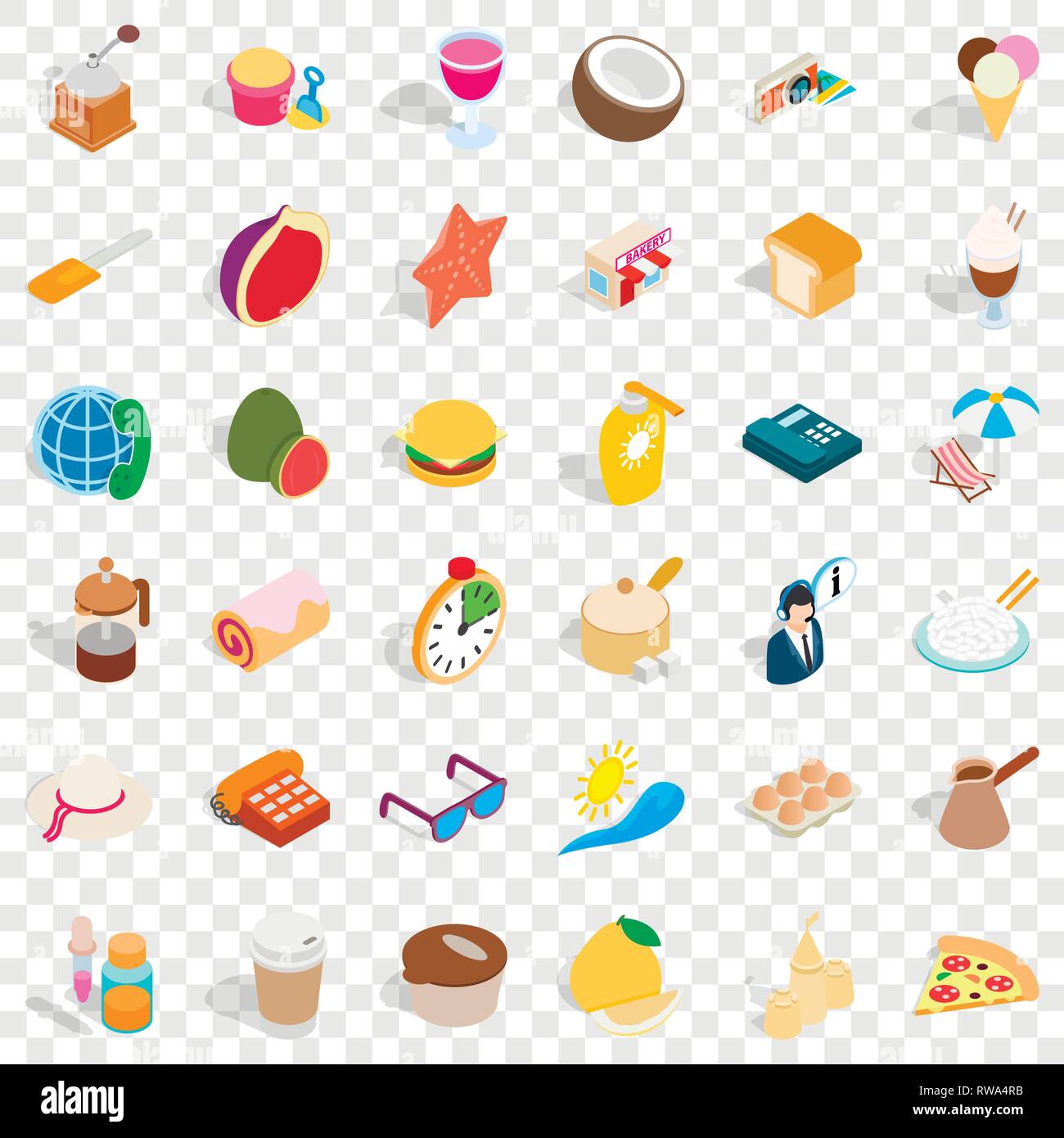 Dessert icons set, isometric style Stock Vector