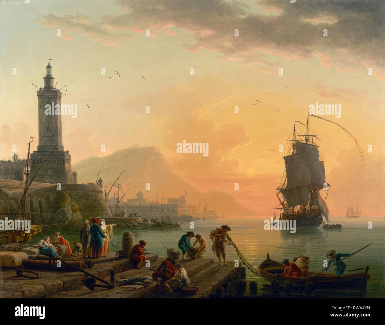 A Calm at a Mediterranean Port; Claude-Joseph Vernet (French, 1714 - 1789); 1770; Oil on canvas; 113 x 145.7 cm (44 1/2 x 57 3/8 in.); 2002.9.2Digital Stock Photo