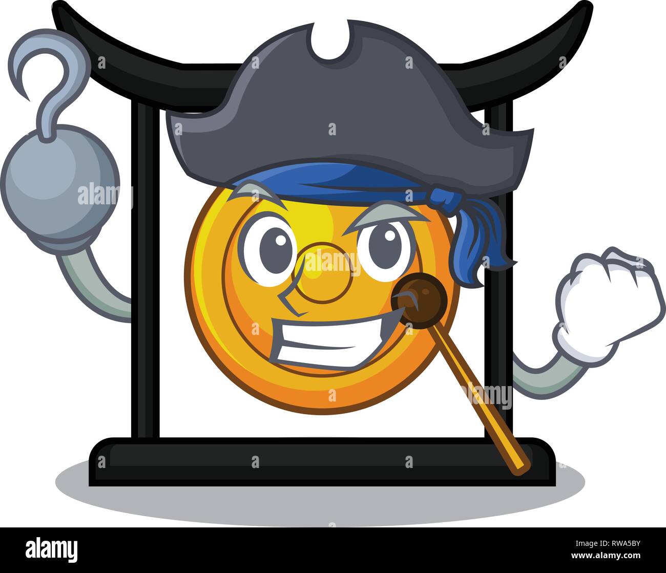 Pirate goldeng gong in the character shape Stock Vector