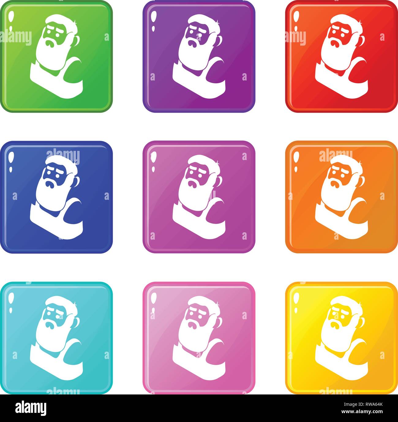 Blacksmith icons set 9 color collection Stock Vector